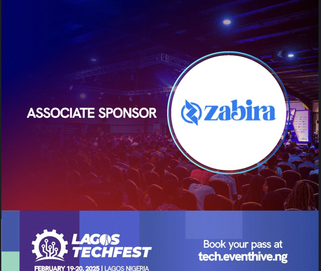 A Graphic Image of lagos tech fest 2025 with associate sponsor as zabira