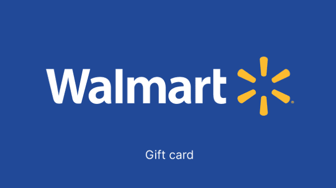 Walmart gift card with a blue design placed against a clean background, representing holiday shopping and digital gifting.