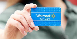 Walmart gift card with a blue design placed against a clean background, representing holiday shopping and digital gifting.