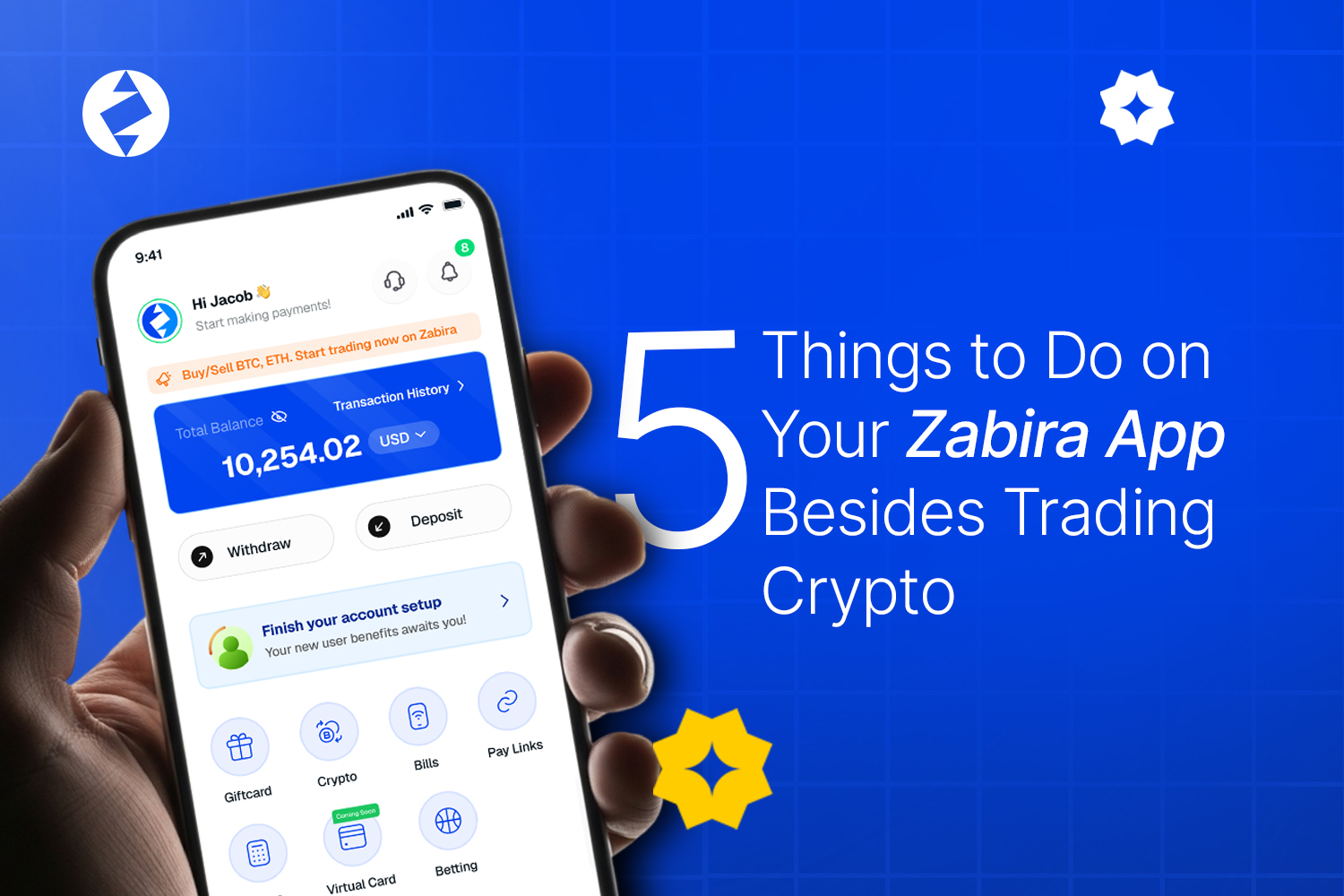 Zabira app features for gift cards bills and payments
