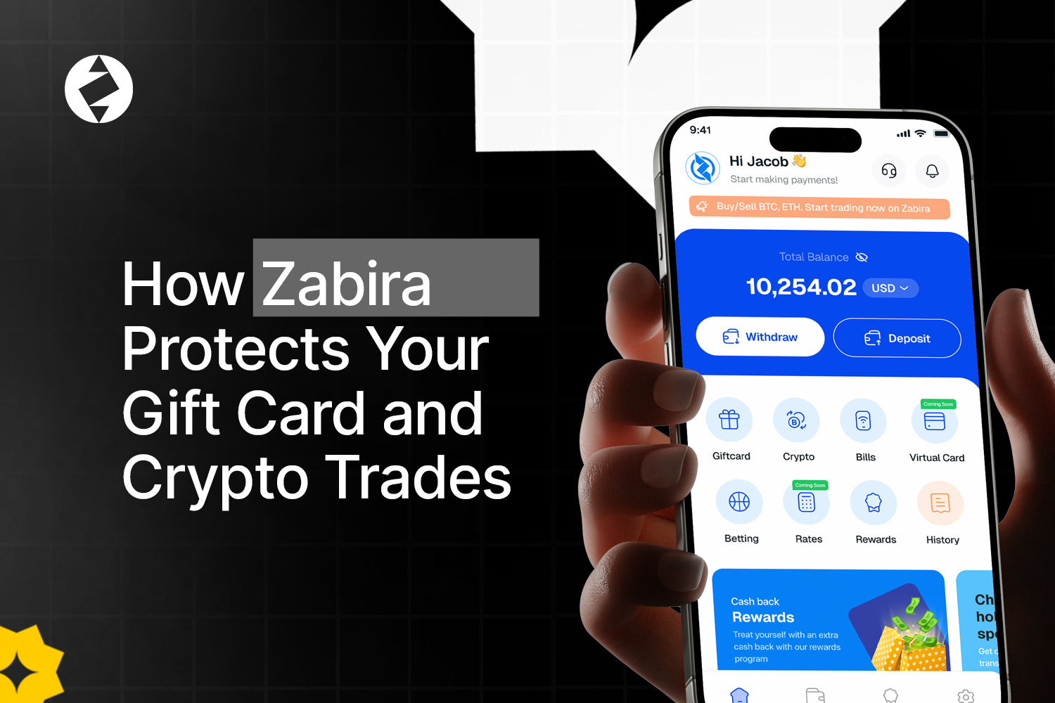 Zabira security features for gift card and crypto trading
